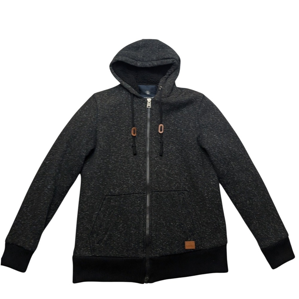 Buffalo David Bitton Full Zip Hoodie Mens L Charcoal Sherpa Lined Marled Jacket